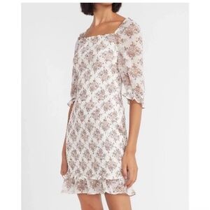 Express floral smocked puffed sleeve mini dress size large